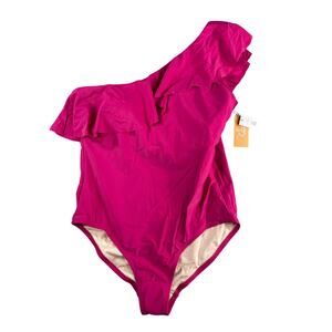 Kona Sol One Piece Swimsuit Womens 16 Pink Padded Asymmetrical One Shoulder NWT
